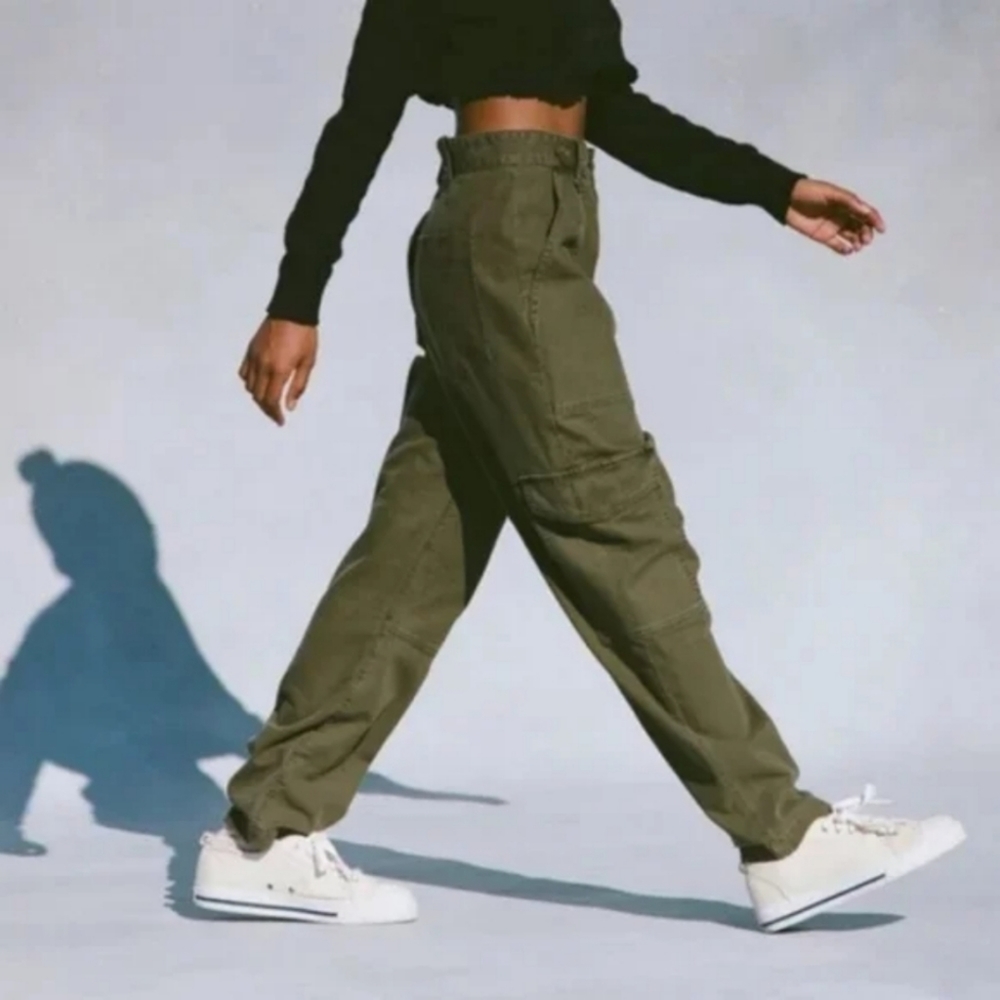 Agolde Mari Oversized Twill Utility Cargo Pants Caramel Brown Carpenter - Picture 7 of 7